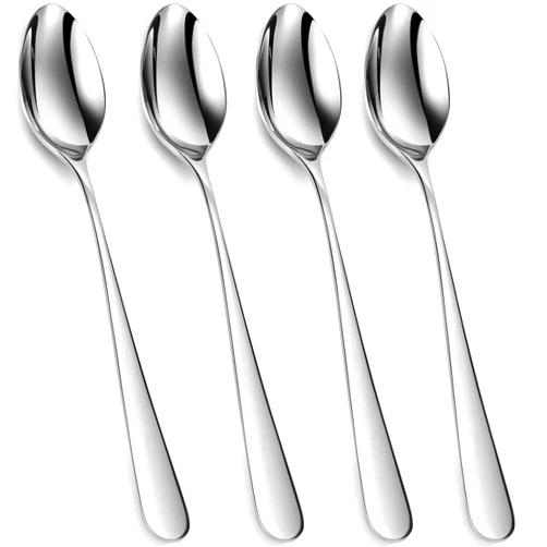 KEAWELL Premium 4-Piece Louise Long Handle Iced Tea Spoons, 18/10 Stainless Steel Long Teaspoons, Long Coffee Spoons, Cocktail Stirring Spoons, Dishwasher Safe (7.5