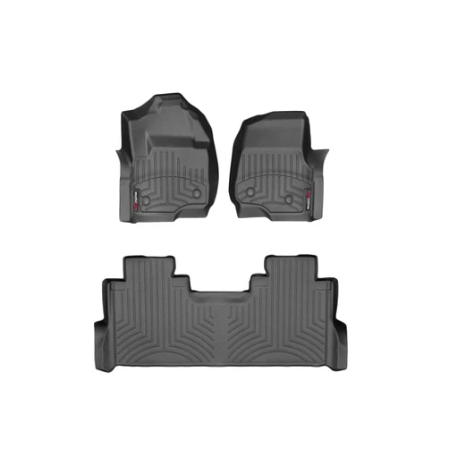 WeatherTech Custom Fit FloorLiners for Ford Super Duty - 1st & 2nd Row (4410511V-4410123), Black