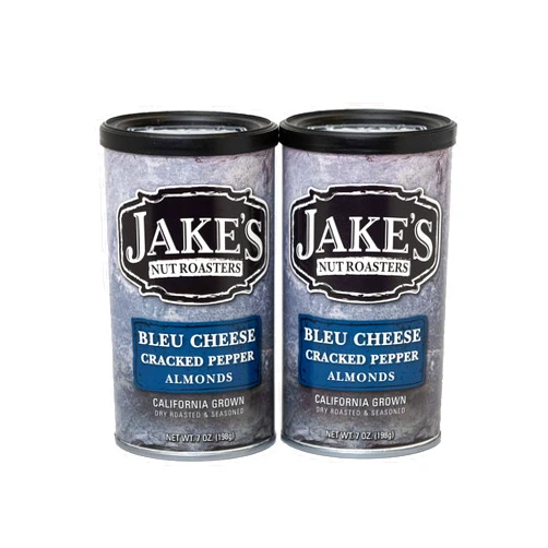 Jake's Nut Roasters - Bleu Cheese Cracked Pepper Almonds (2 Pack) Whole Dry Roasted Seasoned Flavored Almonds - High-Protein Snack with Blue Cheese & Black Pepper Flavor