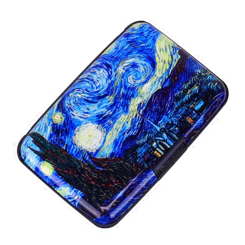 ELFISH RFID Blocking Credit Cards Holder Aluminum Wallet Metal ID Case for Men Women (see moon)