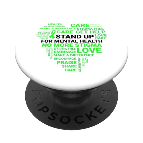 CoolPops Mental Health Awareness Suicide Prevention Green Ribbon PopSockets PopGrip: Swappable Grip for Phones & Tablets