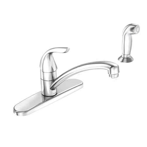 MOEN Adler Single-Handle Low Arc Standard Kitchen Faucet with Side Sprayer in Chrome