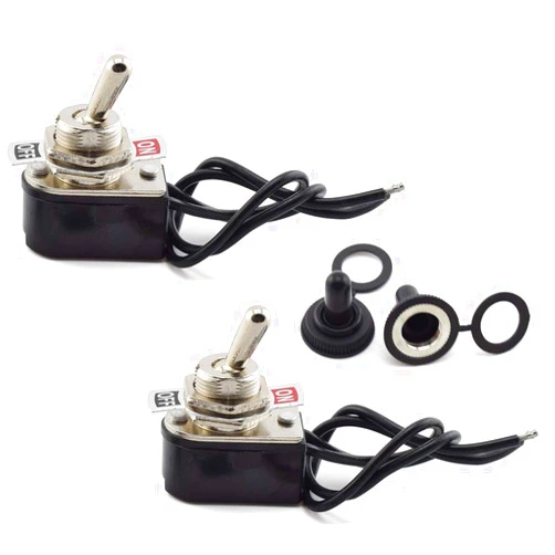 SDTC Tech 2 Pack Toggle Switch 6A / 125V 3A / 250V AC SPST ON/Off Heavy Duty Rocker Electrical Switch with Lead Wires