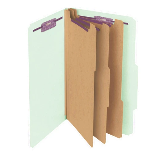 Smead Pressboard Classification File Folder with SafeSHIELD Fasteners, 3 Dividers, 3