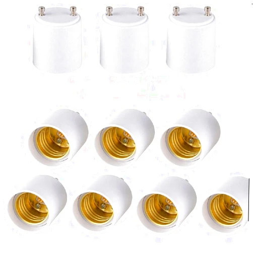 Rextin 10 pcs LED Lamp Adapter GU24 To E26/E27 bulb Holder Socket Converter Pin Base Fixture To Standard Screw-in Bulb Socket (10 PCS)