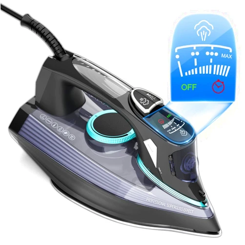 Sundu Steam Iron for Clothes 1700W with Non-Stick Ceramic Soleplate 3-Way Auto Shutoff Self-Cleaning Digital Display 300ml Water Tank Anti-Drip Precision Tips for Home and Travel Steamer