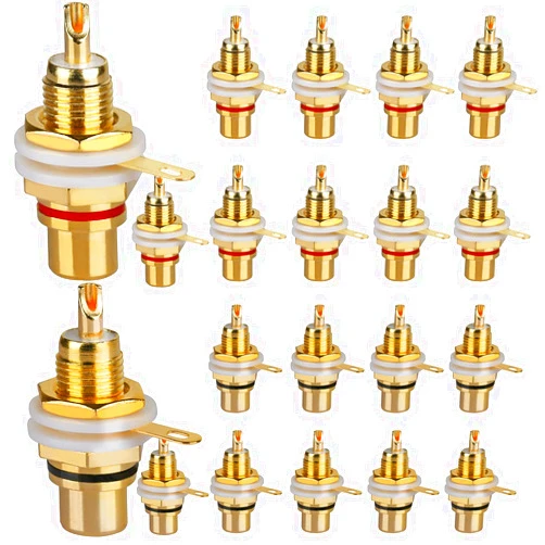 DIYhz 20Pcs Audio Terminal Jack Panel Mount RCA Lotus Head Welding Female Socket Connector (10Pcs Black + 10Pcs Red)