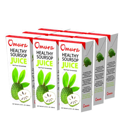 OMURA SOURSOP GRAVIOLA GUANABANA JUICE 100 % Natural 6.76 OZ (PACK OF 24) 6.76 Fl Oz (Pack of 24)