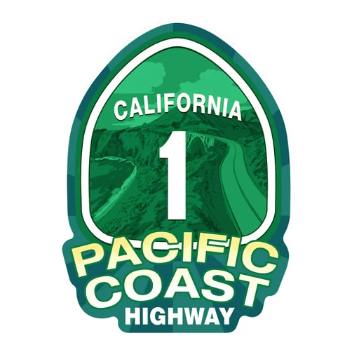 Lantern Press Die Cut Sticker California, Pacific Coast Highway 1, Vinyl Sticker 3 to 6 inches, (Waterproof Decal for Cars, Water Bottles, Laptops, Coolers), Large