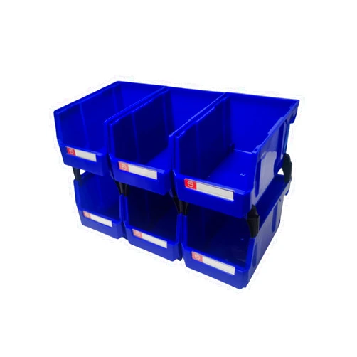 Pe&Hui Storage Organizer Bins,Wall Mount Storage Parts Rack,Stackable Shop Tool Bins for store Screws,Small Parts,Office Supplies and other Accessories Blue (6Pack)