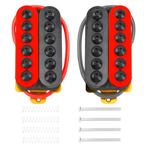 Yootones 2Pcs Yootones Adjustable Electric Guitar Humbucker Double Coil Pickup Neck 50mm Bridge 52mm Compatible with ST SQ LP Guitar Instrument (Red Black)