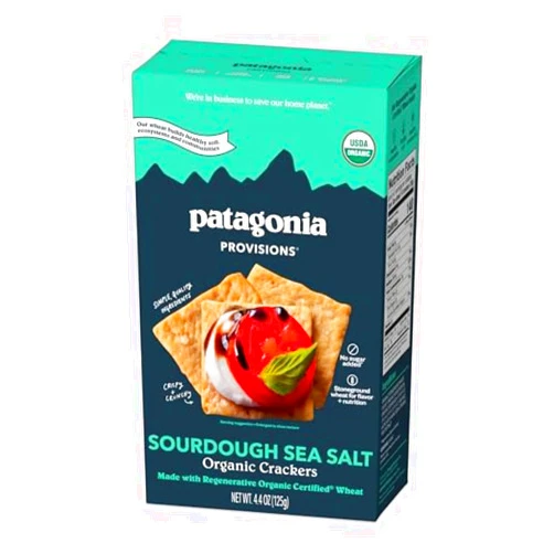 Patagonia Provisions Organic Sourdough Sea Salt Crackers – 3g Plant Protein Per Serving – Made with Wheat Flour & Sea Salt – Non-GMO, No Added Sugar - Crispy & Crunchy