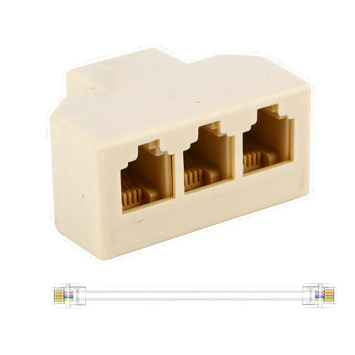 LanSenSu Phone Splitter Way Telephone Adapter RJ11 6P4C Female to Females for Landline and Fax -1Pack (3 Way)