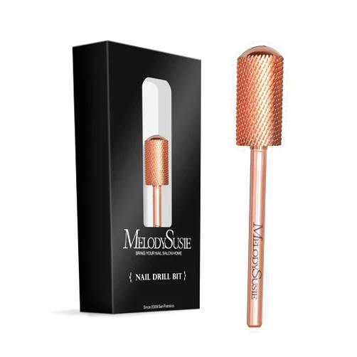 MelodySusie Safety Nail Drill Bits, 3/32'' Smooth Round Top Large Barrel Carbide Bits, Suitable for Manicure Pedicure Cuticle Gel Polishing, Beginners Bits, Rose Gold, Series Bit-S, Fine