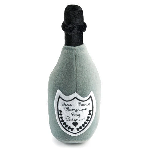 Haute Diggity Dog Champagne Dog Perignonn, Plush Designer Dog Toys with Interactive Squeaker, Stimulating Pet Enrichment, Machine-Washable & Safe Materials for All Breeds, Size Medium