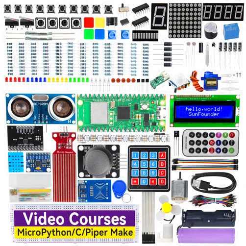 SunFounder Raspberry Pi Pico W Ultimate Starter Kit with Online Tutorials, RoHS Compliant, 450+ Items, 117 Projects, MicroPython, C/C++ (Compatible with Arduino IDE)