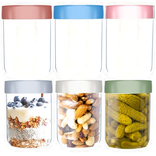 SunyamGo 6 Pack 16Oz Glass Jars with Lids, Overnight Oat Jar with Lid, Wide Mouth Mason Jar Airtight Glass Food Storage Containers for Snacks Salad Fruit Yogurt Cereal Meal Prep Leak Proof