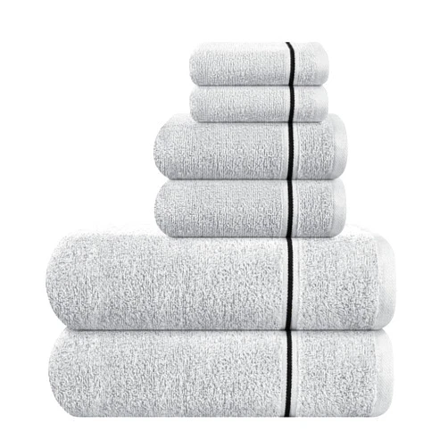 MyOwn Ultra Soft 6 Pack Cotton Towel Set, Contains 2 Bath Towels 28x55 inch, 2 Hand Towels 16x24 inch & 2 Wash Coths 12x12 inch, Ideal Everyday use, Compact & Lightweight - Light Grey
