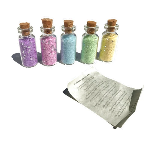 Golden Leaf Multipack of 5 Tiny Vials of Fairy Pixie Dust Cute Colors (Glitter with Stars)