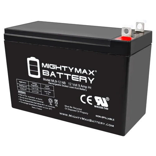 Mighty Max Battery ML9-12NB -12 Volt 9 AH, Nut and Bolt (NB) Terminal, Rechargeable SLA AGM Battery