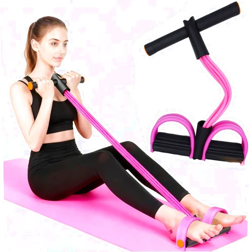 KYHYFJMD Resistance Band with Pedal Handle 6 Tube Elastic Natural Latex Pull Rope Fitness Bands for Leg Arm Abdomen Waist Stretching Exercising Training