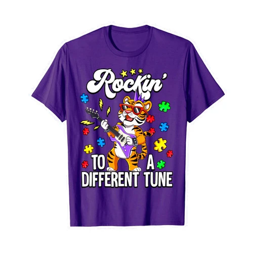 Autism Awareness Kids Gifts Autism Rockin To A Different Tune T-Shirt