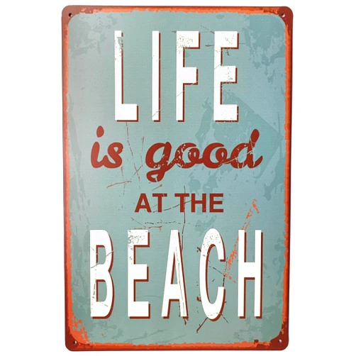 ERLOOD Life is Good at Beach Tin Sign Wall Retro Metal Bar Pub Poster Metal 12