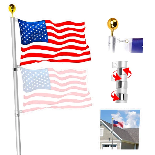 OUTNEE 25FT Flagpole Telescoping Flag Pole Kit Extra Thick Aluminum Flagpole Fly 2 Flags, Outdoor In Ground Flagpole with 3x5FT American Flag for Outside Yard/Residential/Company