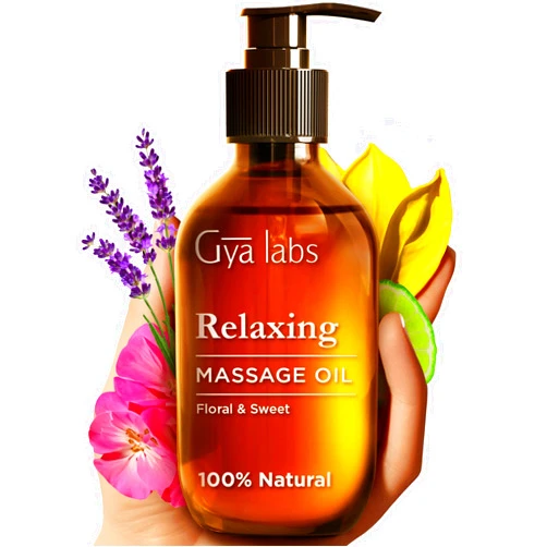 Gya Labs Relaxing Massage Oil for Sore Muscles - 6.76 Fl Oz - 100% Pure Natural Spa Quality for Skin & Body Relaxing, Sore Muscle Massage Oil with Non Greasy for Men & Women