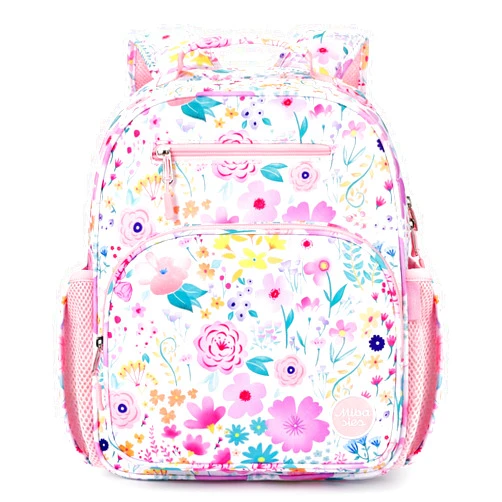 mibasies Kids Backpack for Girls: Girls Backpack 5-8 - Kindergarten Elementary School Backpack for Girls - Flower Backpack for Girls Pink