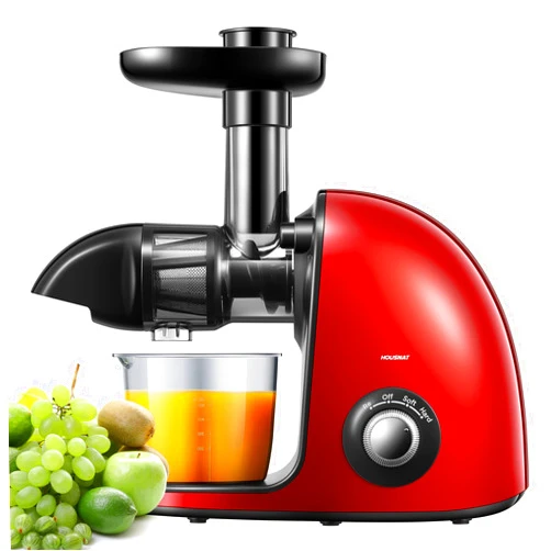 HOUSNAT Juicer Machines Vegetable and Fruit, HOUSNAT Cold Press Juicer Extractor with 2-Speed Modes Easy to Clean, Slow Masticating Juicer with Quiet Motor, Reverse Function, Recipes (Passion Red)