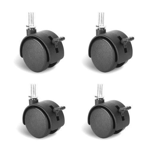 Dalyndar 4 Pack 1.5 Inch Swivel Stem Caster Wheels Replacement Casters 1.5'' Furniture Wheel with Locking Brake Metric Threaded Stem M8 Wheels for Table Drawer Plant Shelf Metal Rack Laundry Basket