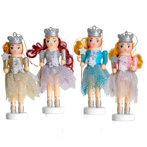 Ornativity Nutcracker Hanging Ornament Figures – Fairy Ballet Girls Dancers Glittered Christmas Mini Wooden Small Ornaments Nutcrackers Xmas Tree Ornament Set – 4 Pieces 5