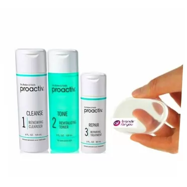 ALL BRANDS FOR YOU Proactive 3 Step Acne Repair Treatment For Face Wash, Acne Spot Treatment For Face And Body With silicone makeup applying sponges Supply All Brands For You Bundle (60 Day)