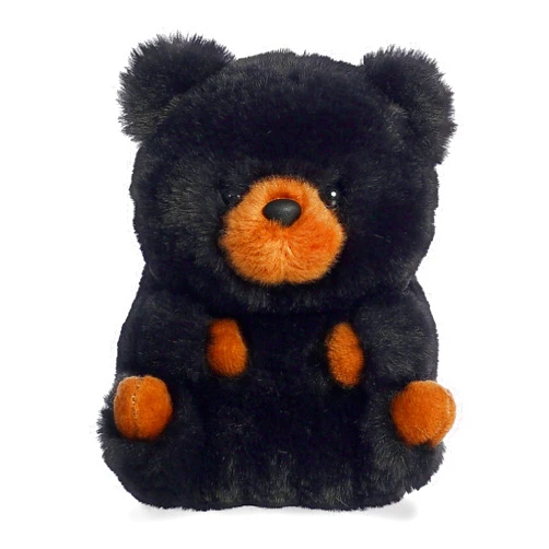 Aurora® Round Rolly Pet™ Cuddles Black Bear™ Stuffed Animal - Adorable Companions - On-The-Go Fun - Black 5 Inches