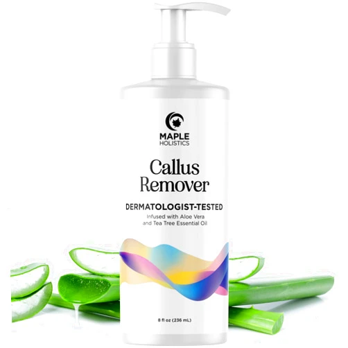 Maple Holistics Exfoliating Callus Remover for Feet Care - Urea Foot Cream for Calluses and Dry Feet with Aloe and Tea Tree Essential Oil - Foot Callus Remover for Cracked Dead Corned and Rough Skin (8 Fl Oz)