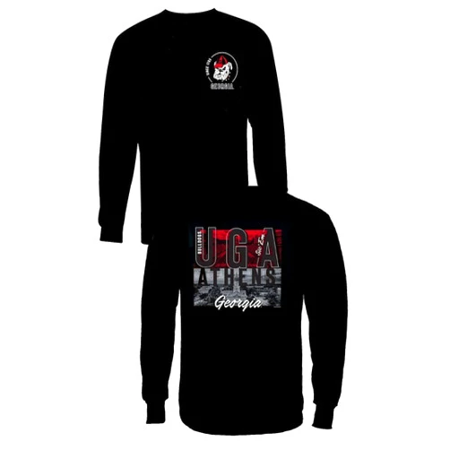 New World Graphics Georgia Men's Black Panos College 2-Sided Long Sleeve T Shirt