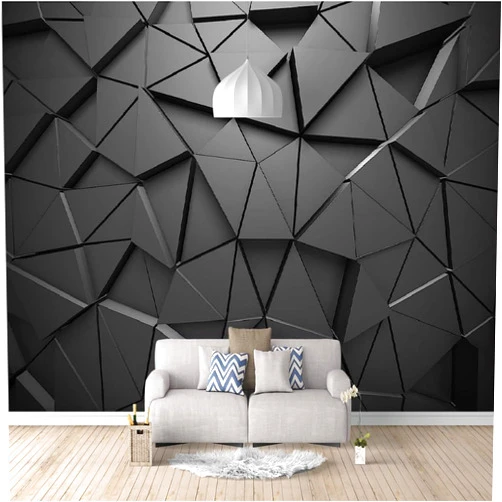 TEGUYE Cool Black Removable Self-Adhesive Wallpaper, Simple Geometry 3D Peel and Stick Wall Decoration Mural,for Restaurant Bedroom Living Room Decor,118