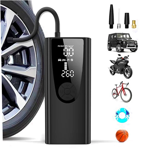 Yawyard Tire Inflator Portable Air Compressor/Pump for Car Tires w/Digital Tire Pressure Gauge - Air Compressor (120 PSI) - Motorcycle, Electric Bike Pump and Bicycle Pump w/LED Light