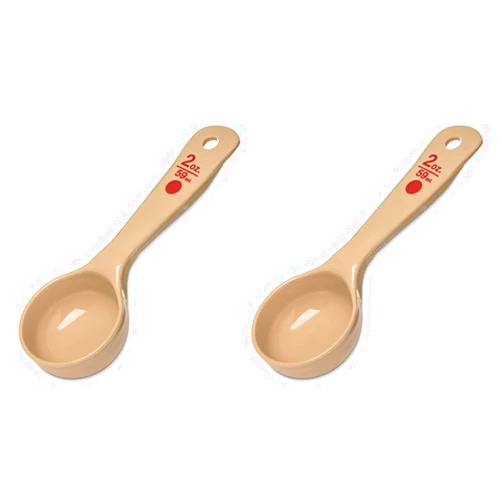 Carlisle FoodService Products Measure Miser Plastic Measuring Spoon with Short Handle, 2 Ounces, Beige, 1 Count (Pack of 2)