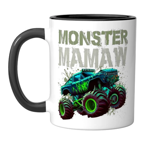 Monster Truck Family Mamaw Apparel Mother's Day Monster Truck Mamaw Family Matching Monster Truck Lovers Ceramic Mug, Black/White