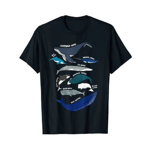 MegaUltraEpic Whale Lover 9 Types of Whales Shirt - Whale Breeds Species - Whale Lover T-Shirt