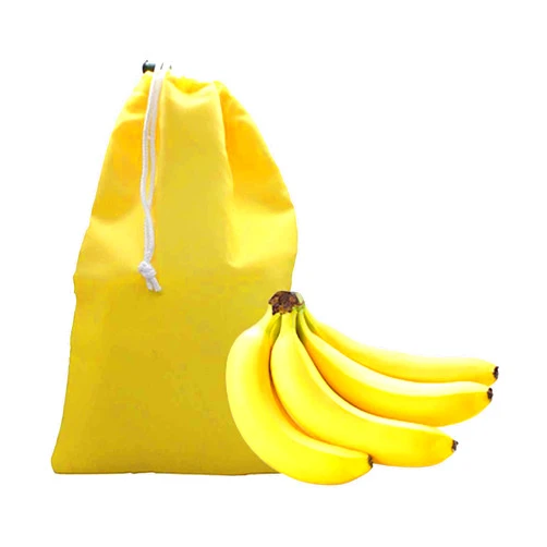 Gadgetime USA - Banana Drawstring Preserve Bag to Keep Fresh for Longer & Prevent Ripening - Reusable & Washable - Grocery & Produce Saver Sack (Yellow)