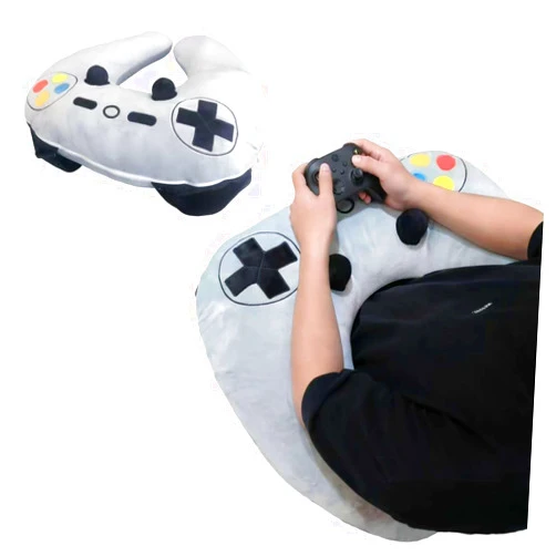 Moginno Gaming Pillow, Lap Desk Reading Pillow for Adults Teens, Arm Support Pillow for Sitting in Bed Sofa, Playing Steam Deck/Switch/Xbox/PS5, Gamer Gifts for Men Teenage Boy, Light Grey