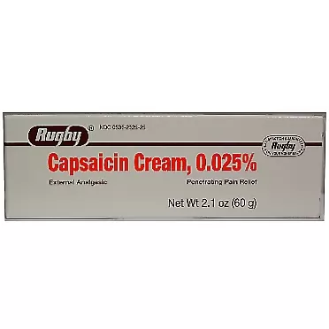 RUGBY LABORATORIES Rugby Capsaicin 0.025% Generic for Cream 2.1 Oz. (60gm) Pack of 4