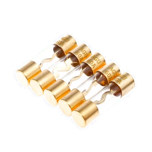 KNKQZXVDF 5Pcs Gold Plated Glass AGU Fuse Fuses Pack Car Audio Amp Amplifier 60/80 /100 AMP(60 Amp)