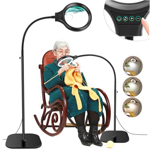 NZQXJXZ 10X 30X Large Floor Magnifying Glass with Light and Stand,36 LED Flexible Gooseneck Floor Magnifying Lamp, Lighted Magnifiers for Reading,Sewing,Crafts,Painting,DIY,Close Work,Repair