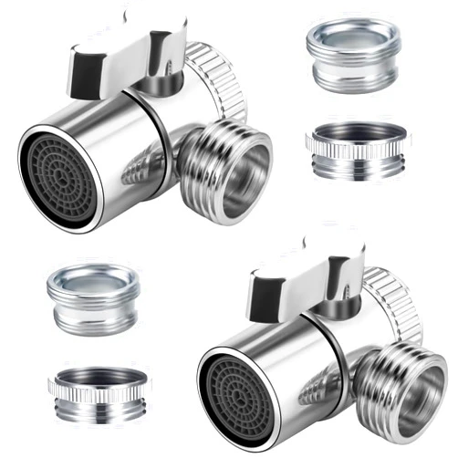 Tsinghwang Tsinhwang 2 PACK Faucet Diverter Valve with Aerator,Brass Sink Faucet Splitter,Connect with Shower Hose/Garden Hose/Portable Washing Machine, with M22/M24/G1/2