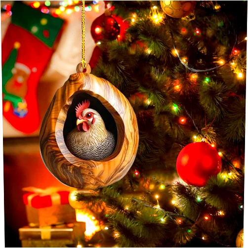 Generic Animal Christmas Ornament, Christmas Tree Animal Pattern 2D Acrylic Ornament, Forest Animal Decoration, Seasonal Decor for Christmas Tree, Ceiling, Christmas Decor Keepsake Gifts (C)