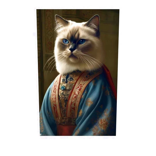 Lancholy Framed Custom Pet Portrait Painting Canvas Wall Art, Renaissance Dog&Cat Portrait from Photo, Pet portrait painting, Ready to Hang-Y012-7.9x11.8in